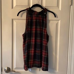 J. Crew Holiday Plaid Tie-Neck Halter Tank Top